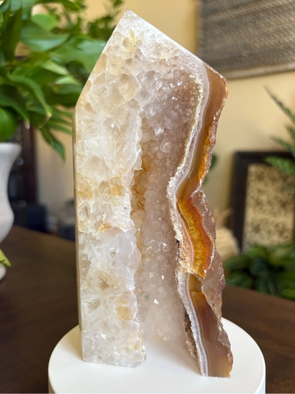 1.48 Pounds - Druzy Quartz x Chalcedony Large Crystal Tower with Imperfections